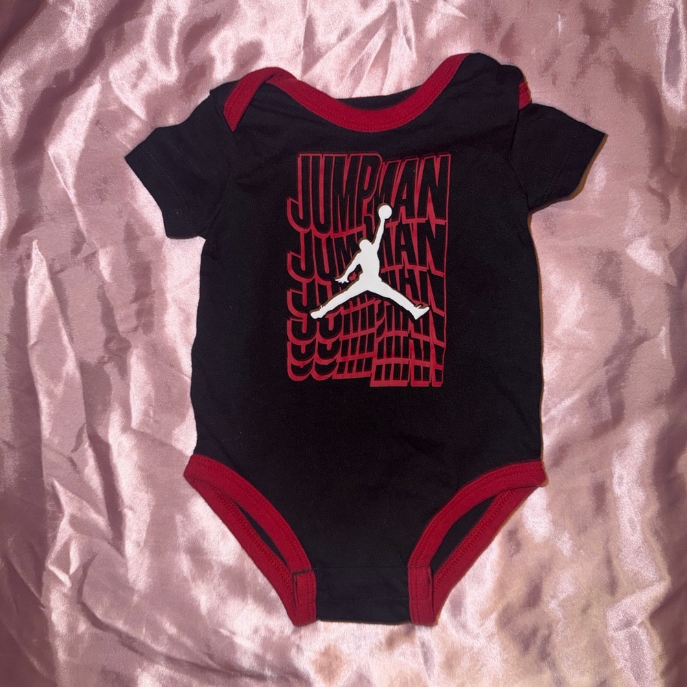 Jordan Jump man Black and Red Graphic onesie